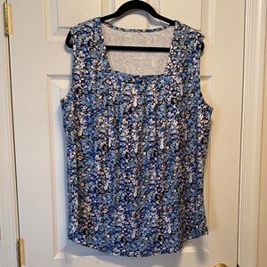 Floral Sleeveless Top - Blue and Pink…size 2XL